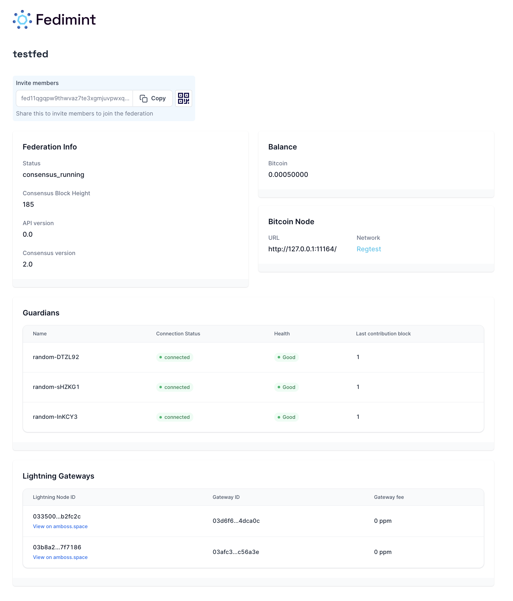 Fedimint Guardian Dashboard