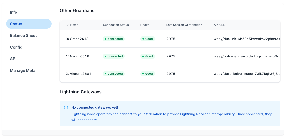 Guardian Dashboard Status